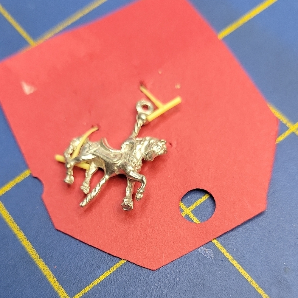Silver Tone Carousel Horse Pendant
